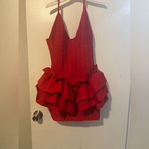 Akira -FELT CUTE RUFFLE BANDAGE MINI DRESS
